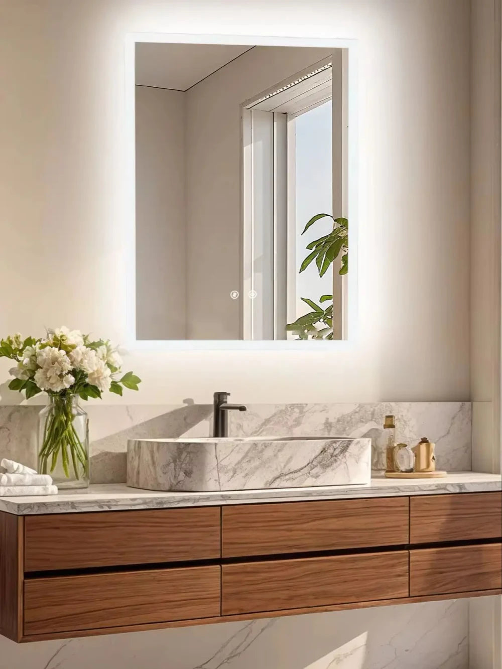 Minimalist LED Rectangular Vanity Mirror